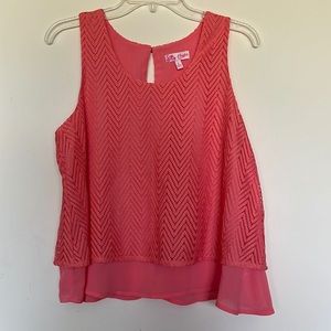 Candie's Coral Knitted Look Top